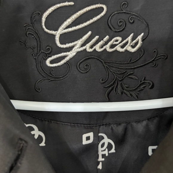 Guess Woman’s Collared Hooded Button Closure Lined  Midi Jacket Black Size M - Picture 2 of 9